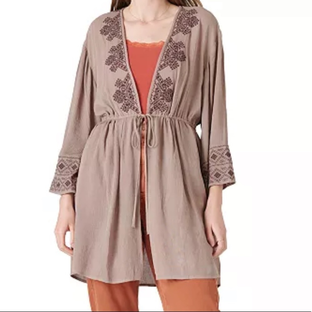 NWT Lucky Brand Womens one size fits all/most open front tie waist kimono blouse